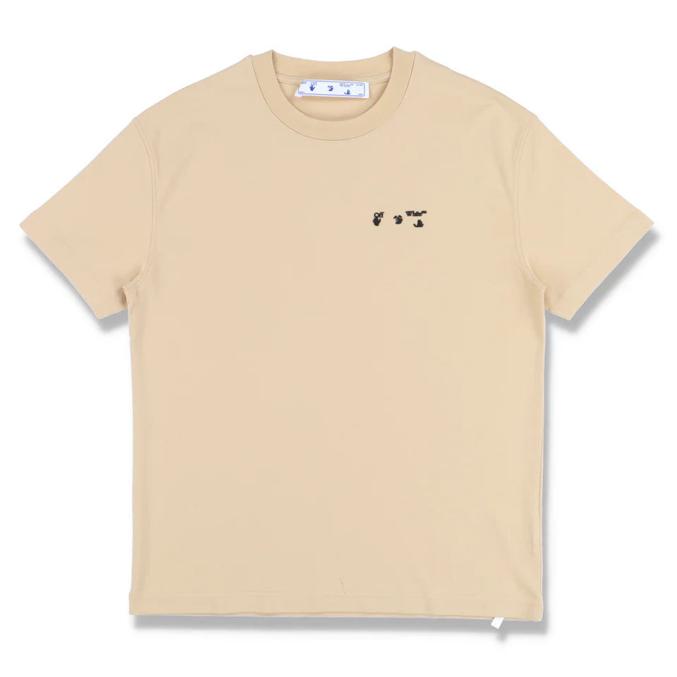 Off-White Beige Rubberised Hands Logo T-Shirt