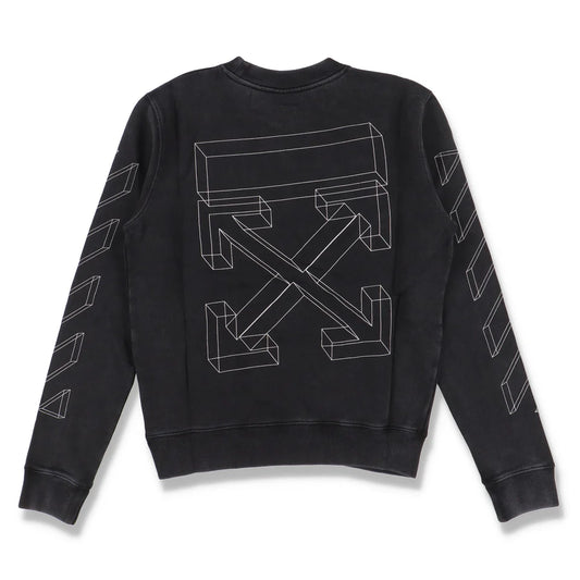 OFF-WHITE WASHED BLACK 3D LINE DIAG ARROWS LOGO SWEATSHIRT