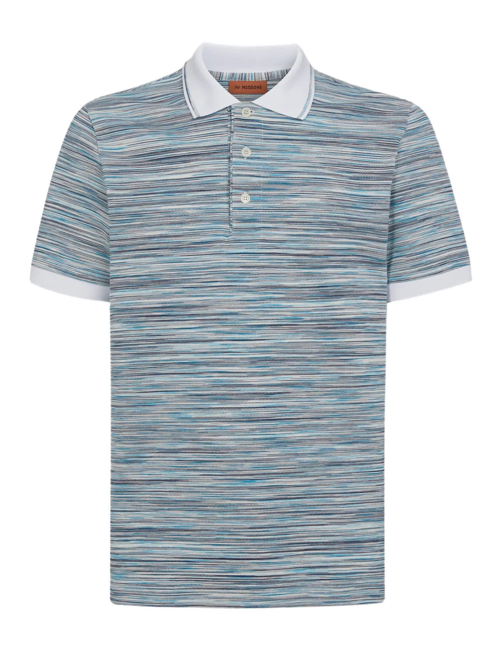 MISSONI SPACE DYE POLO SHIRT LIGHT BLUE WHITE