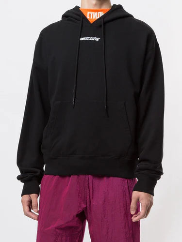OFF-WHITE BLACK EMBROIDERED BARREL WORKER ARROWS OVERSIZED HOODIE