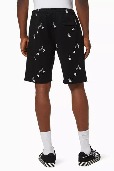 OFF-WHITE BLACK ALL OVER LOGO SWEATSHORTS