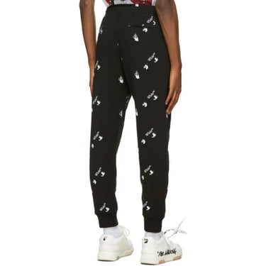 OFF-WHITE BLACK ALL OVER LOGO SWEATPANTS