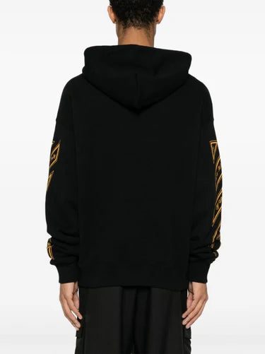 OFF-WHITE BLACK AND YELLOW ABLOH 23 LOGO OVERSIZED SKATE HOODIE