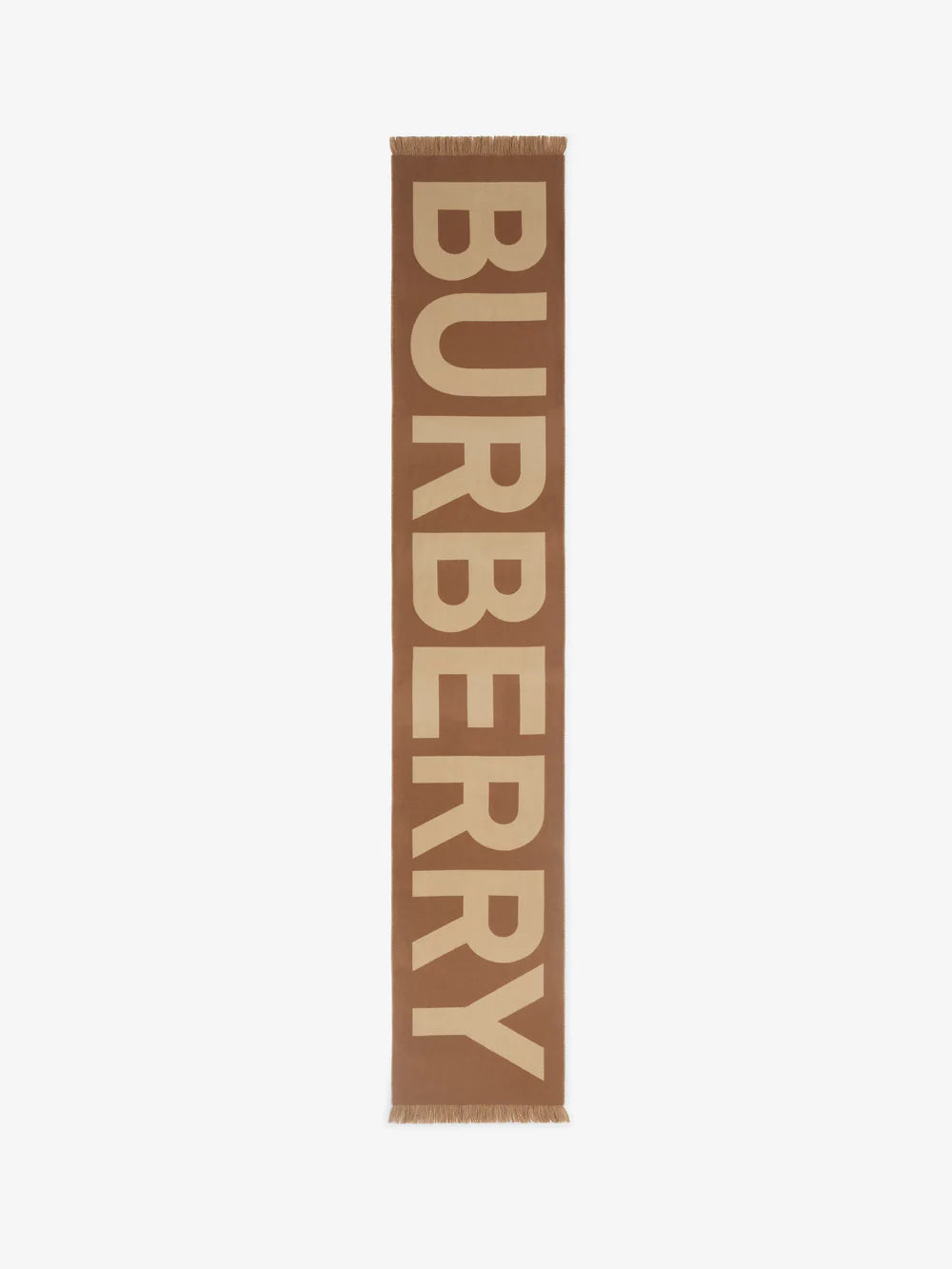 BURBERRY LOGO WOOL SCARF BIRCH BROWN