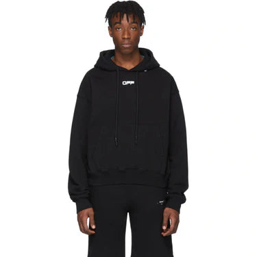 OFF-WHITE BLACK WAVY LINE LOGO OVERSIZED HOODIE