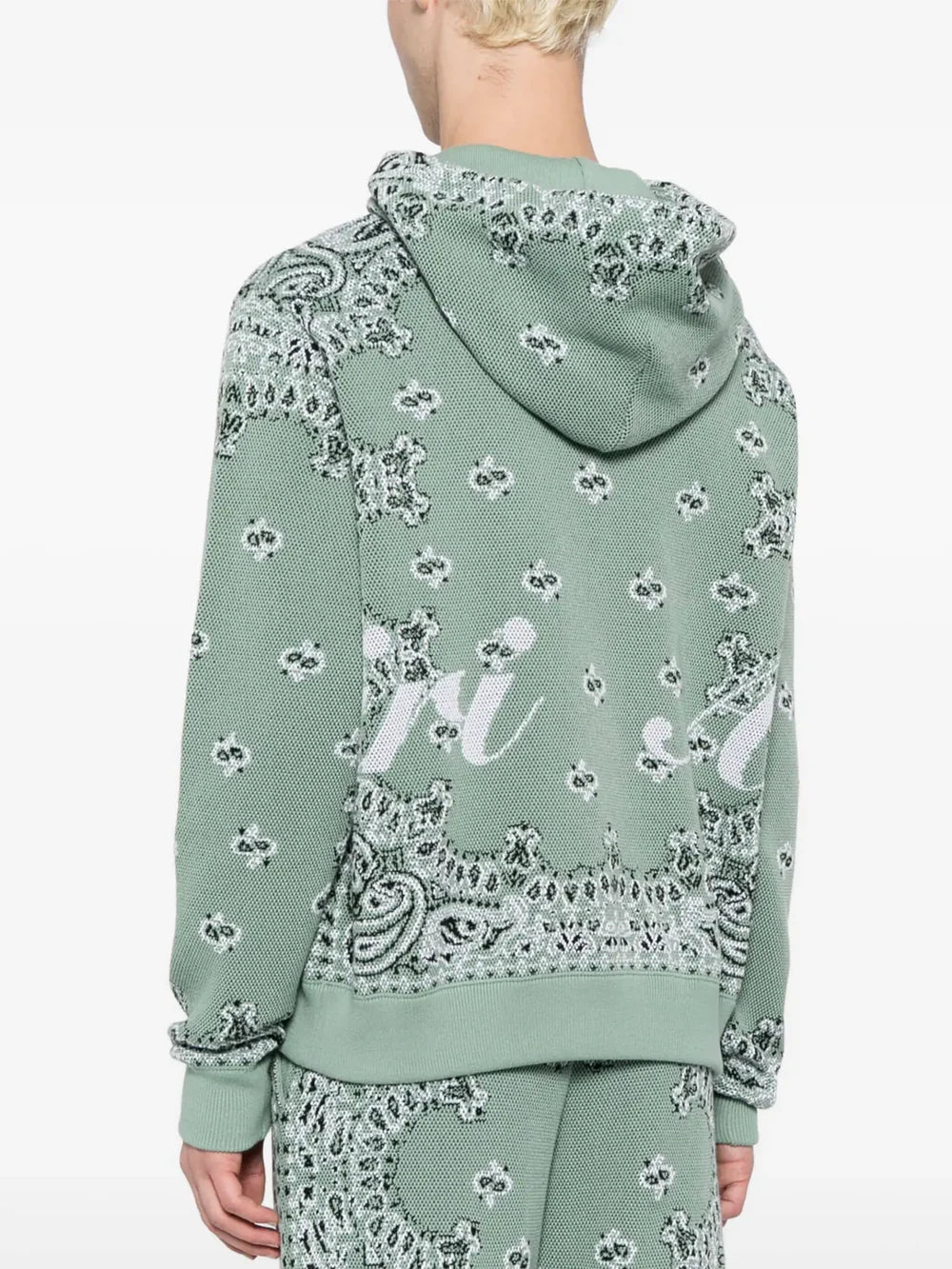 AMIRI BANDANA KNIT HOODIE MINT