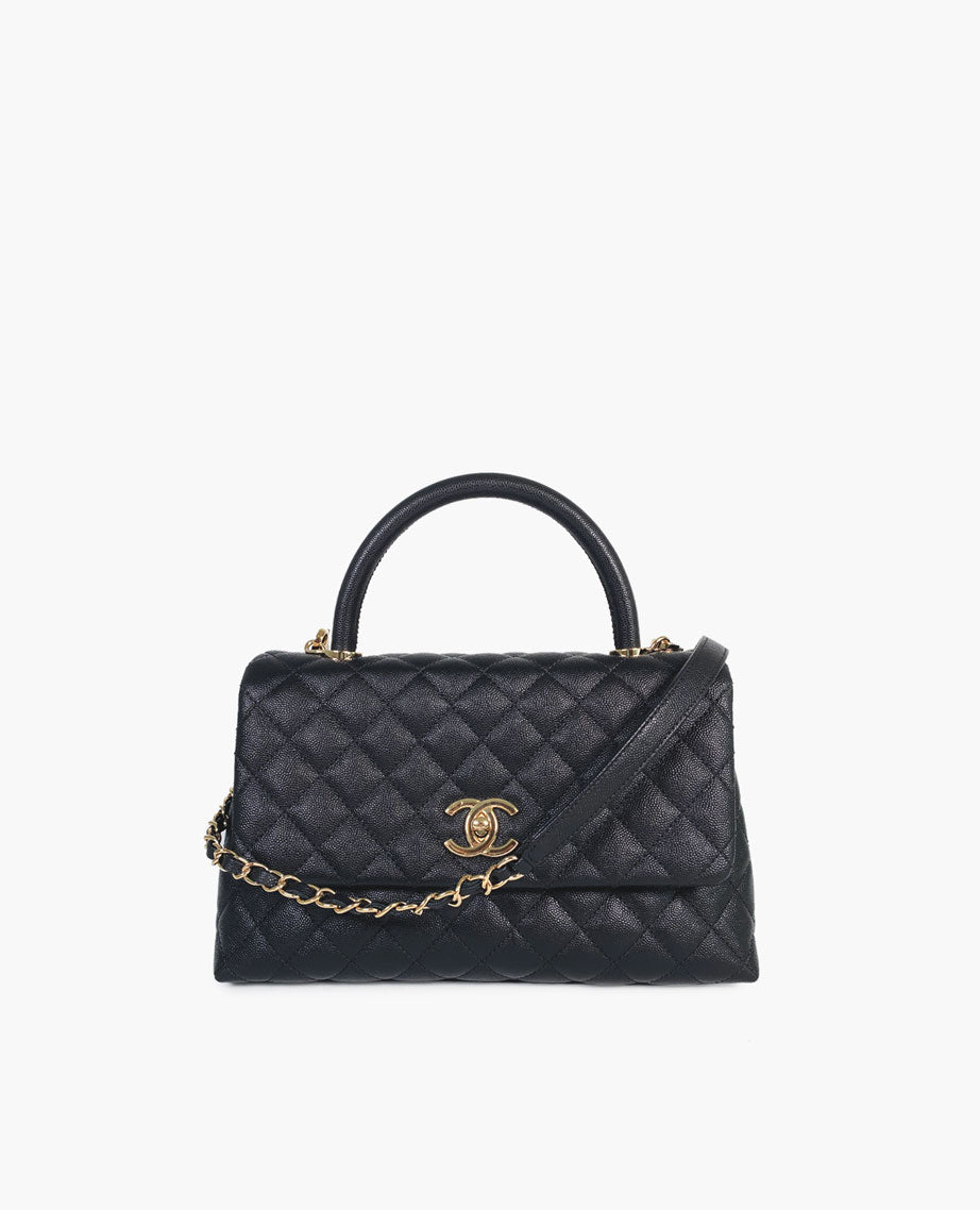 Chanel coco handle small black caviar GHW