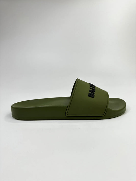 BALENCIAGA POOL SLIDES KHAKI