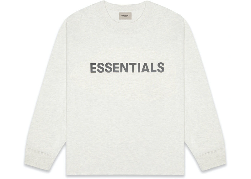 Essentials Boxy Long Sleeve T-Shirt Applique Logo Oatmeal