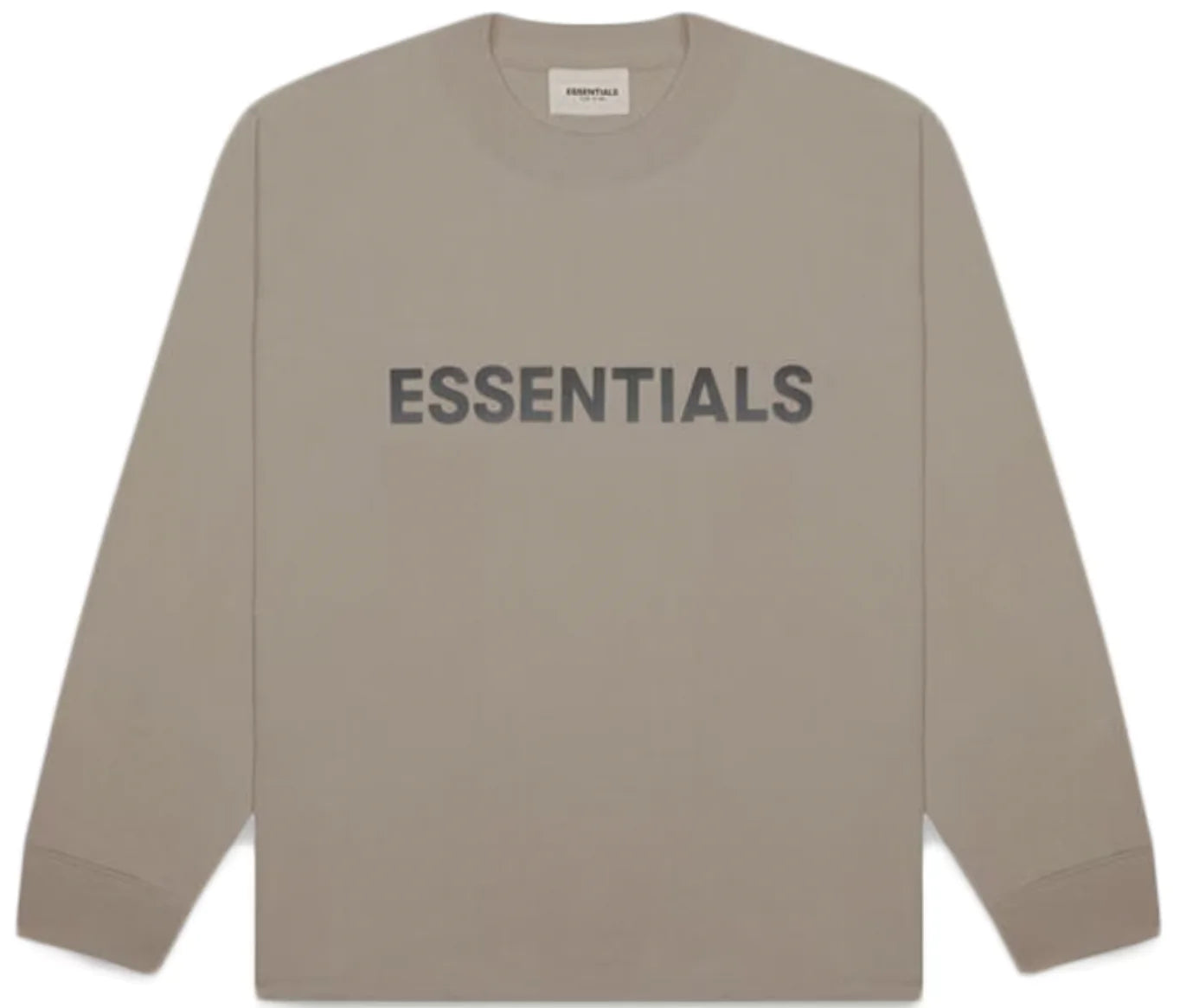 Essentials Boxy Long Sleeve T-Shirt Applique Logo Taupe
