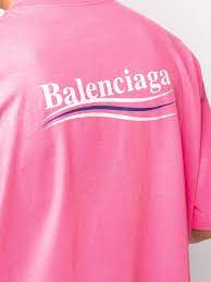 Balenciaga FW22 Embroidered Campaign Tee - Dye Pink