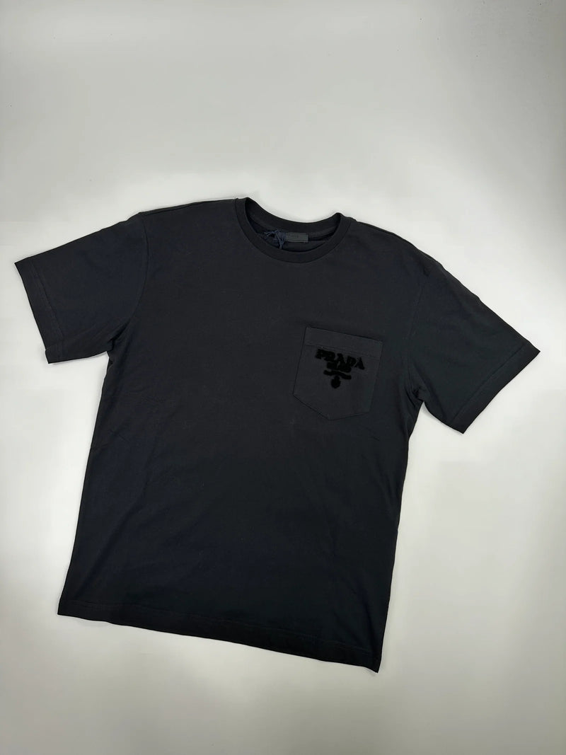 PRADA FELT LOGO POCKET TEE BLACK