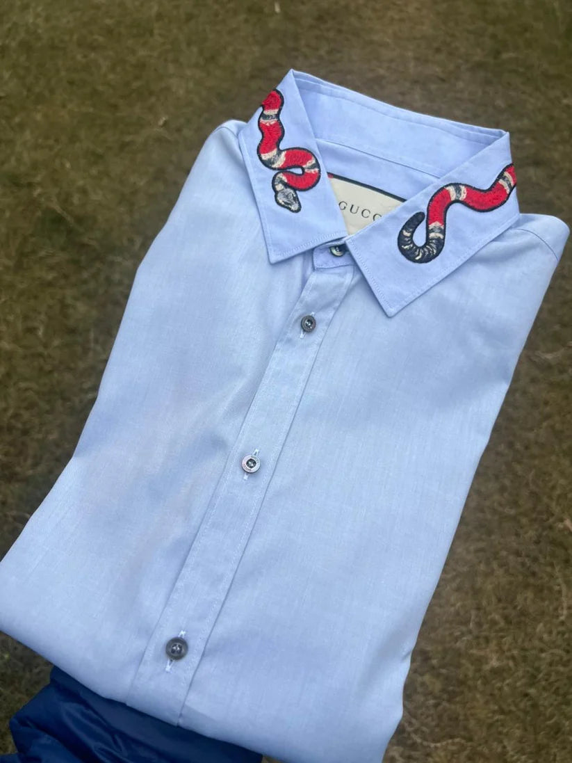 Gucci Snake Collar Logo Full Sleeves Shirt