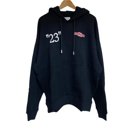 OFF-WHITE BLACK KIT 23 CITY OF MILAN LOGO OVERSIZED SKATE HOODIE