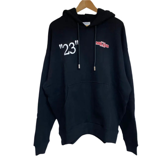 OFF-WHITE BLACK KIT 23 CITY OF MILAN LOGO OVERSIZED SKATE HOODIE
