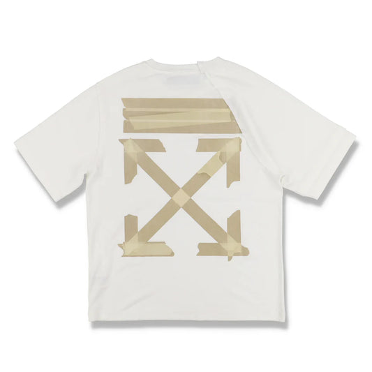 OFF-WHITE WHITE RECONSTRUCT TAPE ARROWS LOGO T-SHIRT