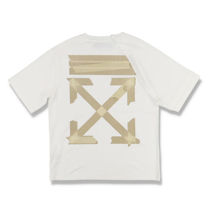 OFF-WHITE WHITE RECONSTRUCT TAPE ARROWS LOGO T-SHIRT