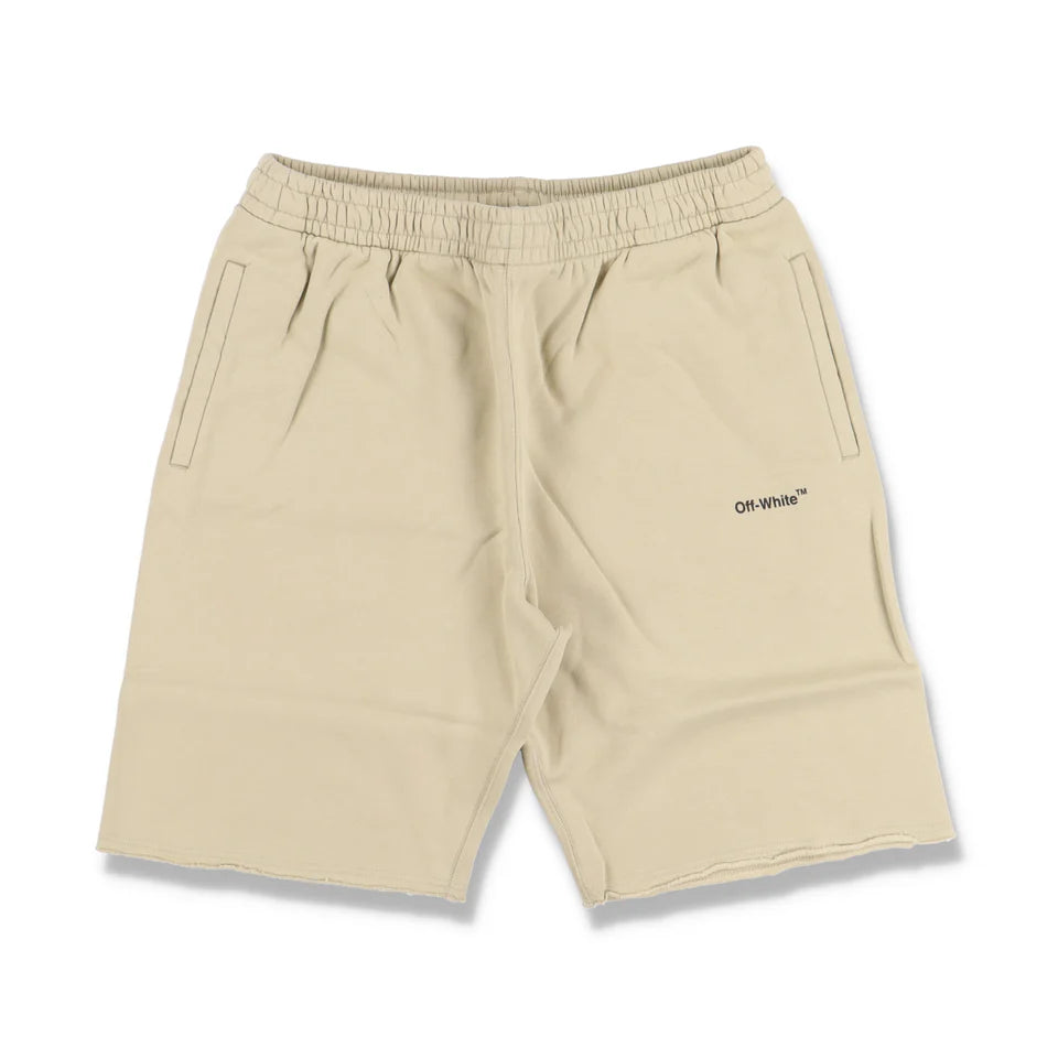 OFF-WHITE BEIGE RAW HEM 3D ARROWS LOGO SWEATSHORTS