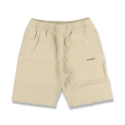 OFF-WHITE BEIGE RAW HEM 3D ARROWS LOGO SWEATSHORTS