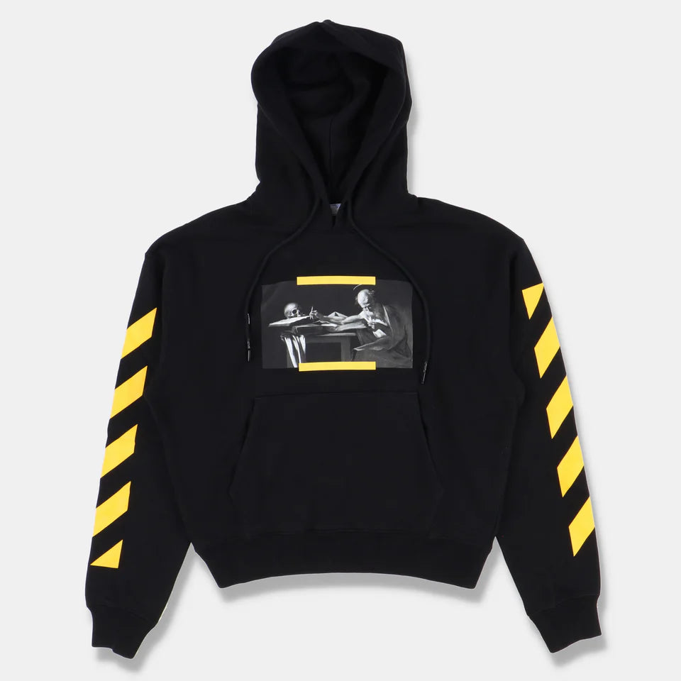 OFF-WHITE BLACK CARAVAGGIO DIAGONALS OVERSIZED HOODIE