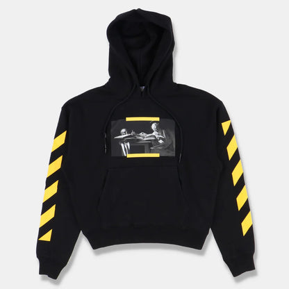 OFF-WHITE BLACK CARAVAGGIO DIAGONALS OVERSIZED HOODIE