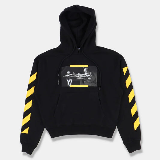 OFF-WHITE BLACK CARAVAGGIO DIAGONALS OVERSIZED HOODIE