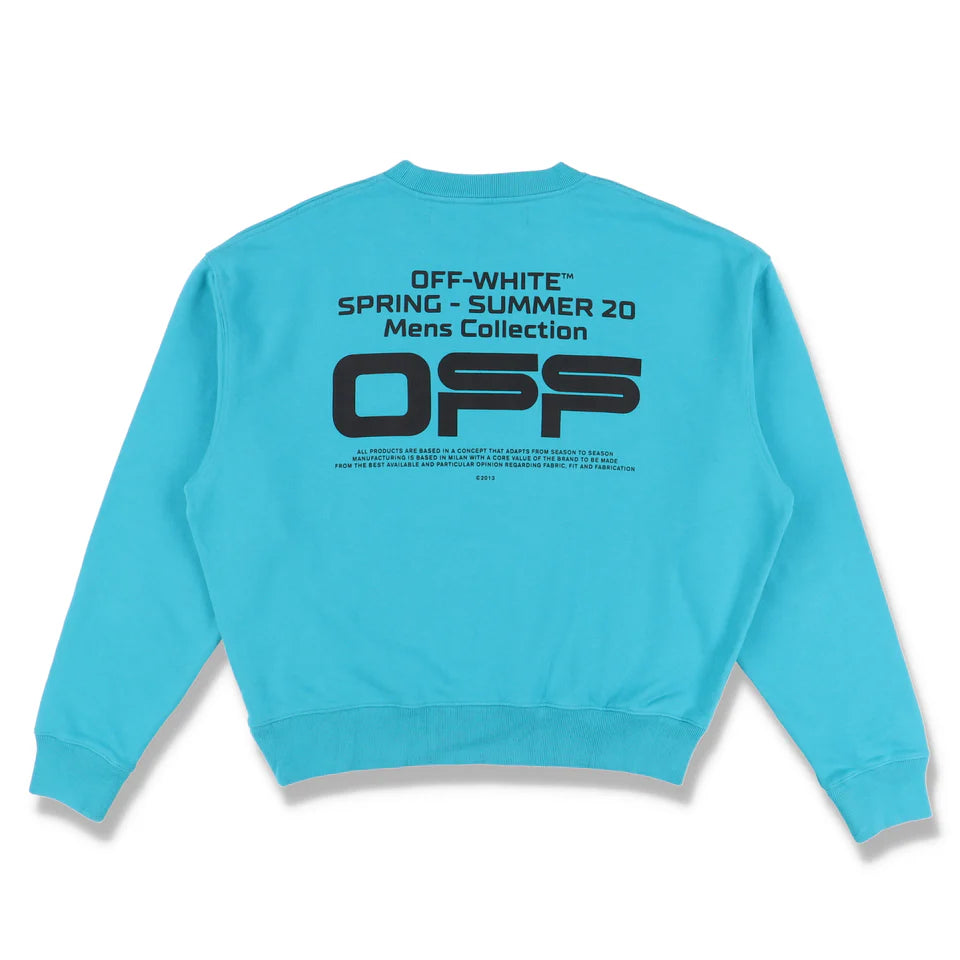 Off-White Blue Wavy Line Logo Oversized Sweatshirt