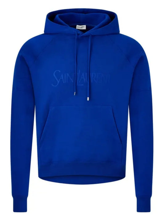 SAINT LAURENT LOGO HOODIE BLUE