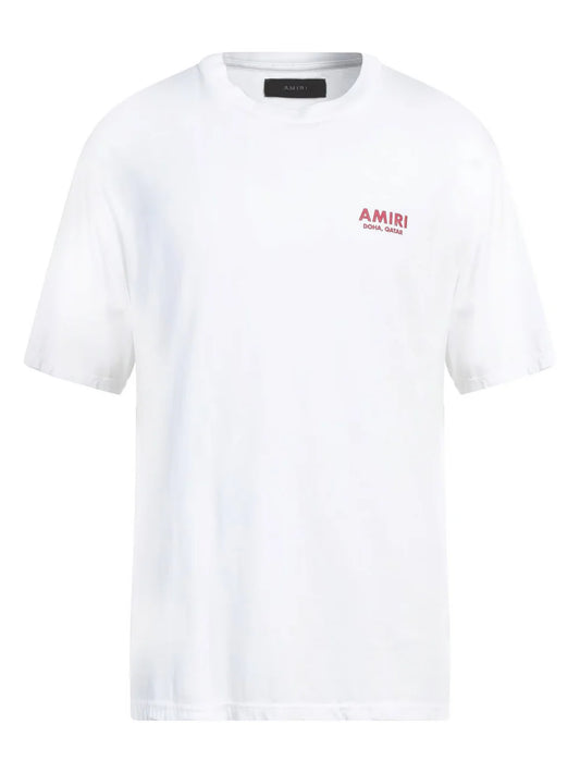 AMIRI STACKED BONES QATAR TEE WHITE RED