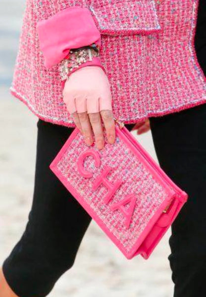 Chanel Tweed Clutch Pink