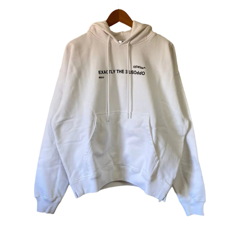 Off-White x Phillip Leyesa White 'Exactly The Opposite' Logo Oversized Skate Hoodie