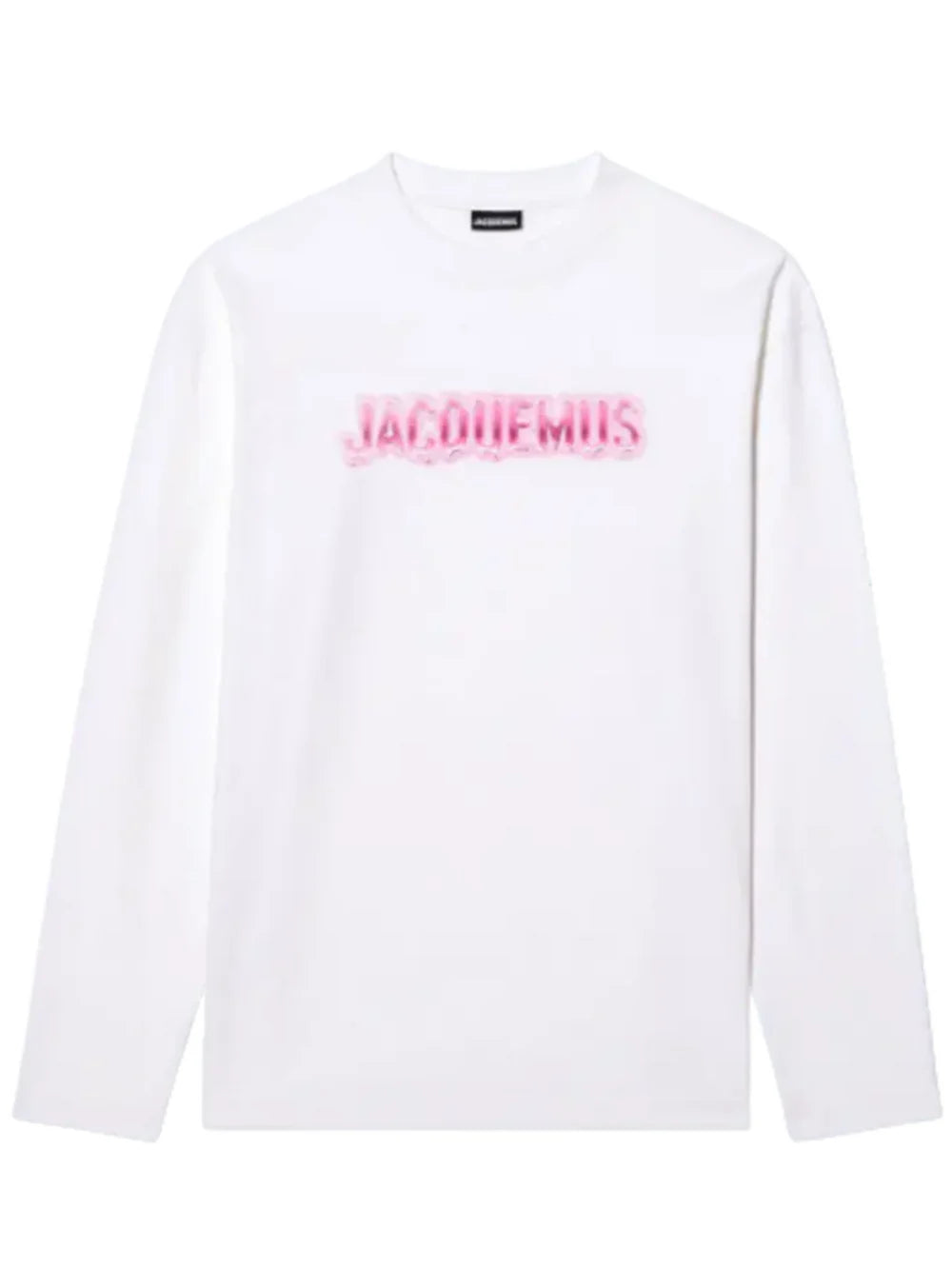 JACQUEMUS PINK DRIP LOGO LS TEE WHITE