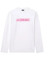 JACQUEMUS PINK DRIP LOGO LS TEE WHITE