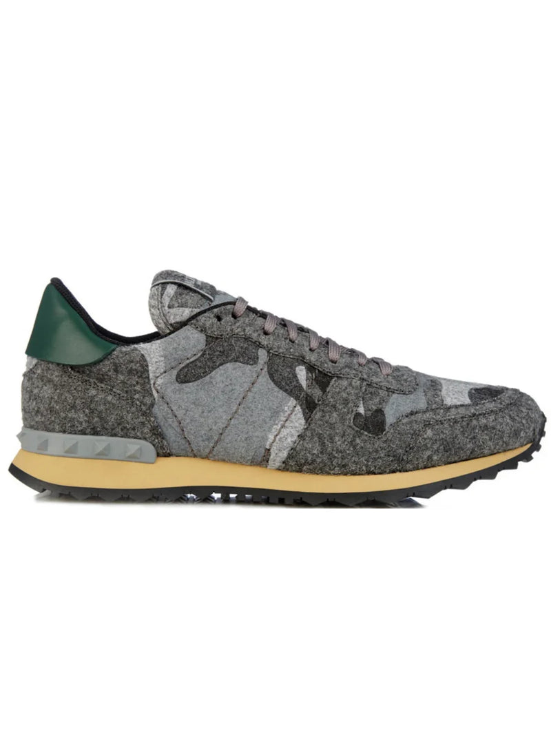 VALENTINO WOOL ROCKRUNNER SNEAKERS GREY