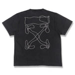 Off-White Washed Black Embroidered Scribble Arrows Oversized T-Shirt