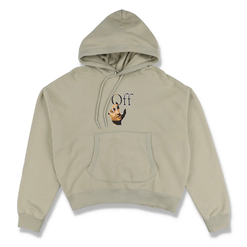 OFF-WHITE BEIGE CARAVAGGIO HAND LOGO OVERSIZED HOODIE