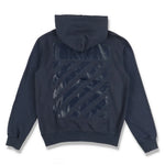 OFF-WHITE NAVY LOGO RUBBER DIAGONALS HOODIE