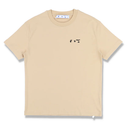 Off-White Beige Rubberised Hands Logo T-Shirt