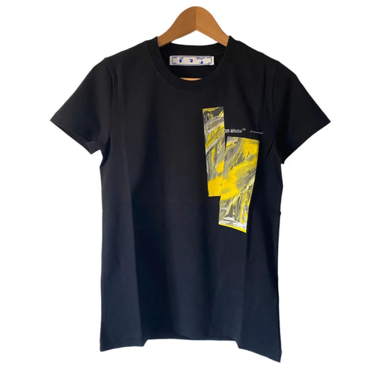 OFF-WHITE BLACK ACRYLIC TAPE WOMAN T-SHIRT
