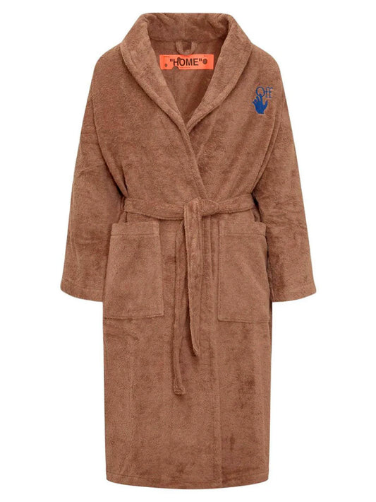OFF-WHITE ARROW LEAVES BATHROBE BROWN