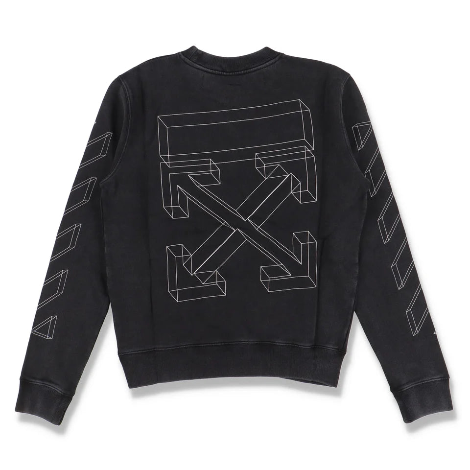 OFF-WHITE WASHED BLACK 3D LINE DIAG ARROWS LOGO SWEATSHIRT