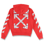 OFF-WHITE RED AIRPORT TAPE ARROWS ZIP HOODIE