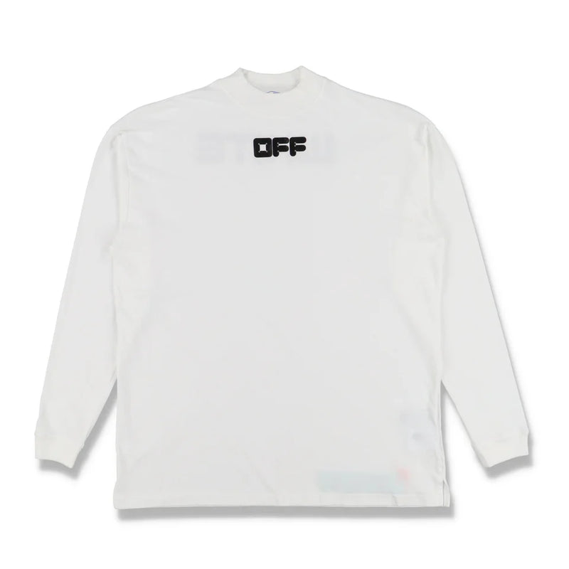 OFF-WHITE WHITE ARROWS FONT OVERSIZED LONG SLEEVE MOCK NECK T-SHIRT