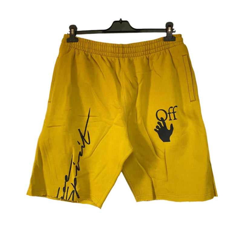 OFF-WHITE YELLOW PENCIL ARCH ARROWS LOGO SWEATSHORTS