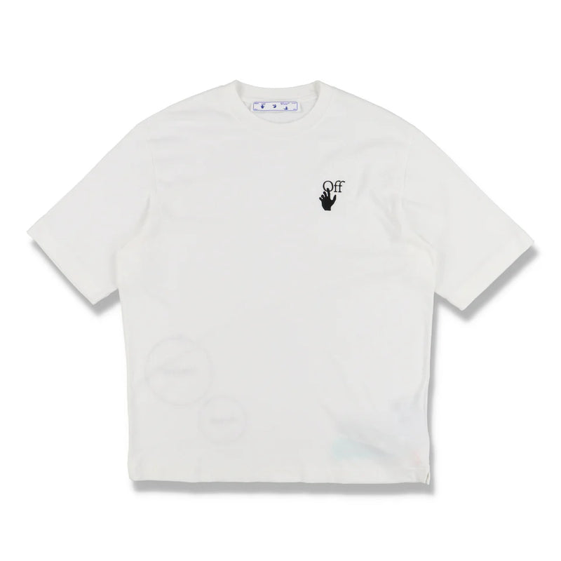 Off-White White Embroidered Cut Here Skate T-Shirt