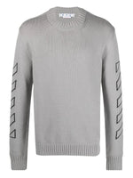 OFF-WHITE DIAG OUTLINE ARROW KNIT SWEATER GREY