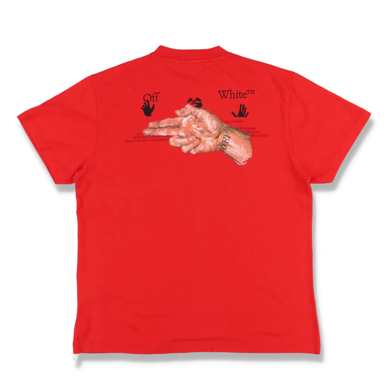 OFF-WHITE RED PASCAL HAND GUN LOGO OVERSIZED T-SHIRT