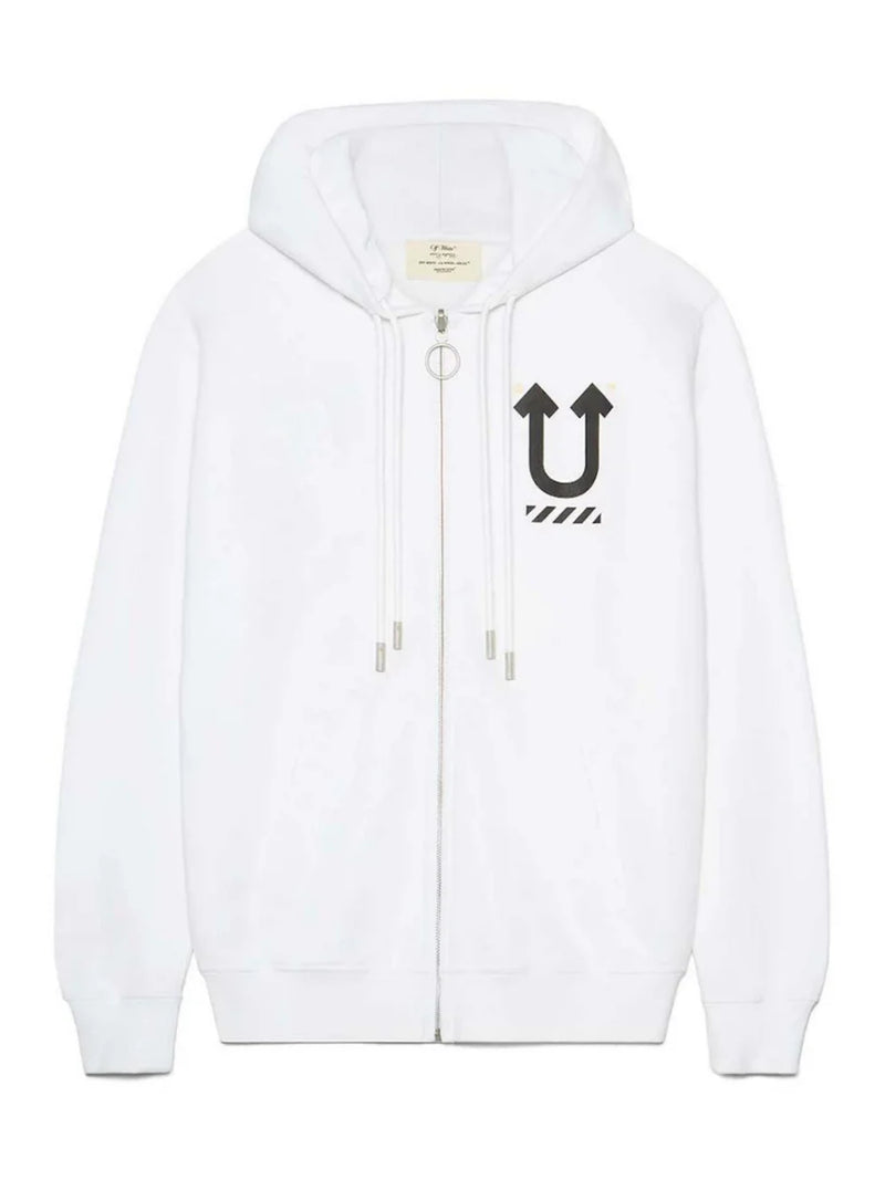 OFF-WHITE X UNDERCOVER SKELETON CROSSOVER REVERSIBLE ZIP HOODIE WHITE