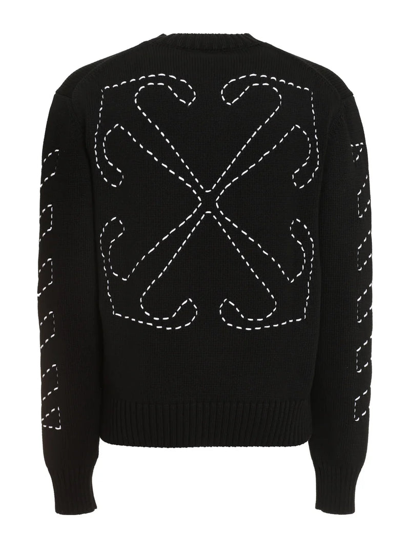 OFF-WHITE STITCH ARROWS KNIT SWEATER BLACK