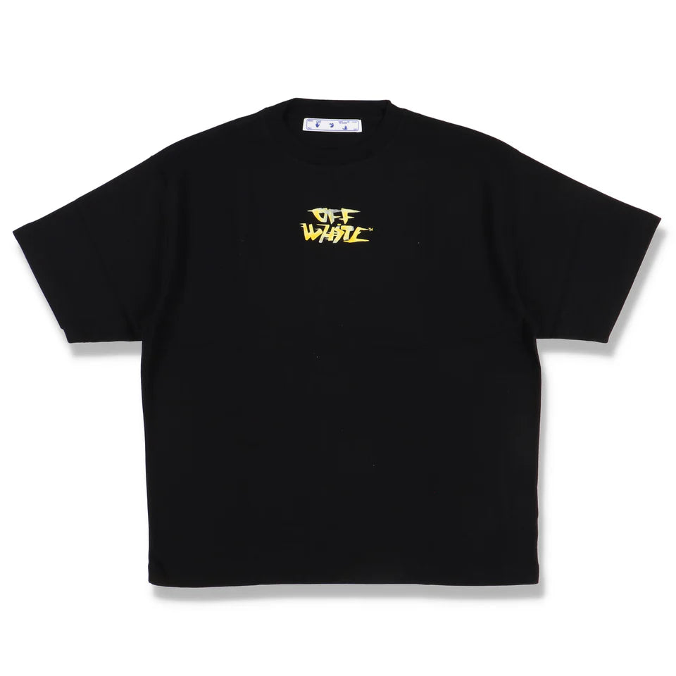 OFF-WHITE BLACK AND YELLOW WATERCOLOUR LOGO T-SHIRT